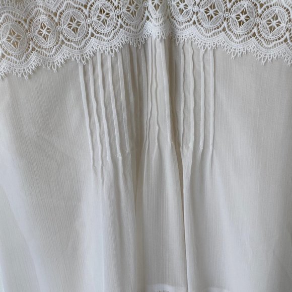 NWT Abercrombie & Fitch - Lace Trim Ivory Mini Dress - Size: Medium - Picture 7 of 16